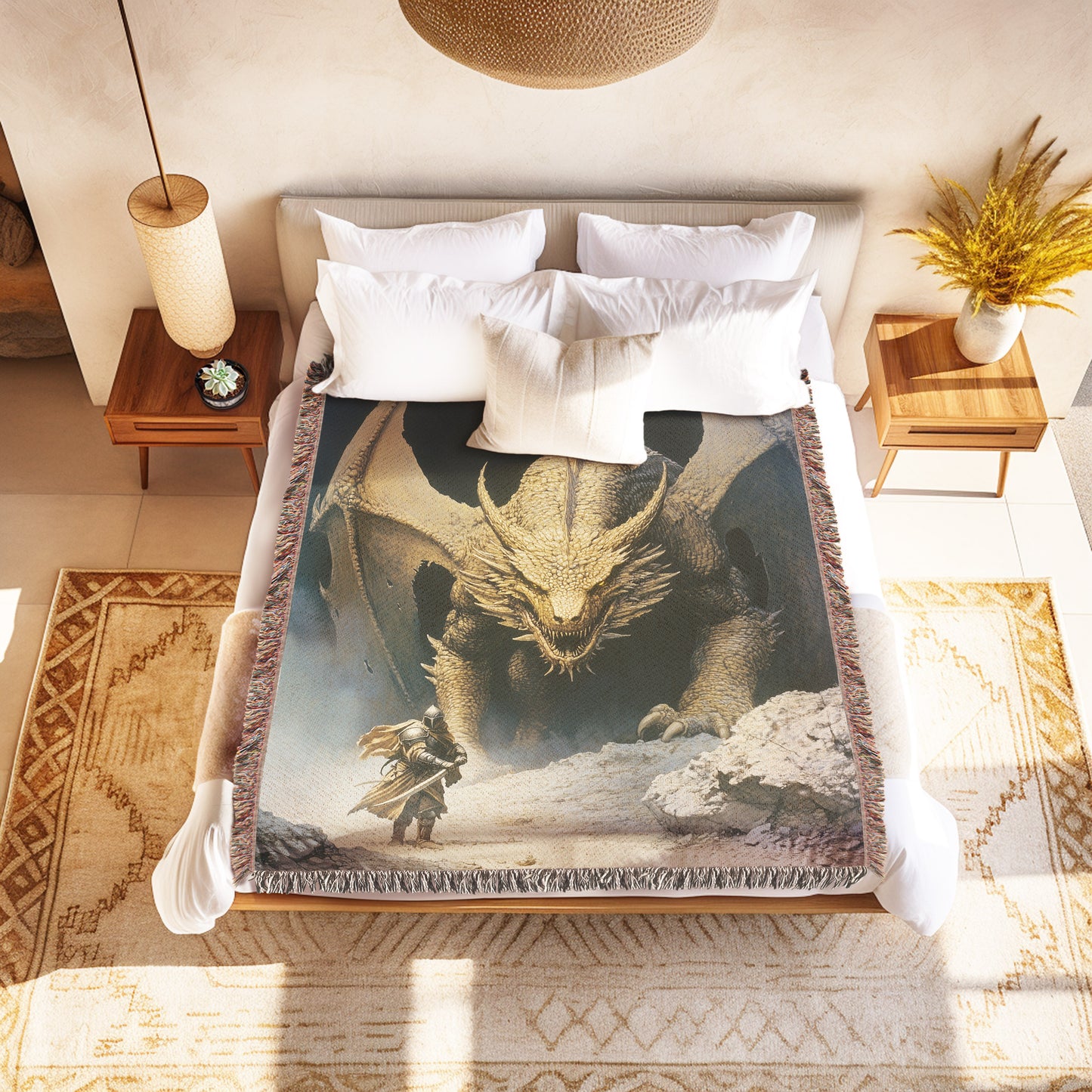 Knight vs. Dragon Woven Throw Blanket