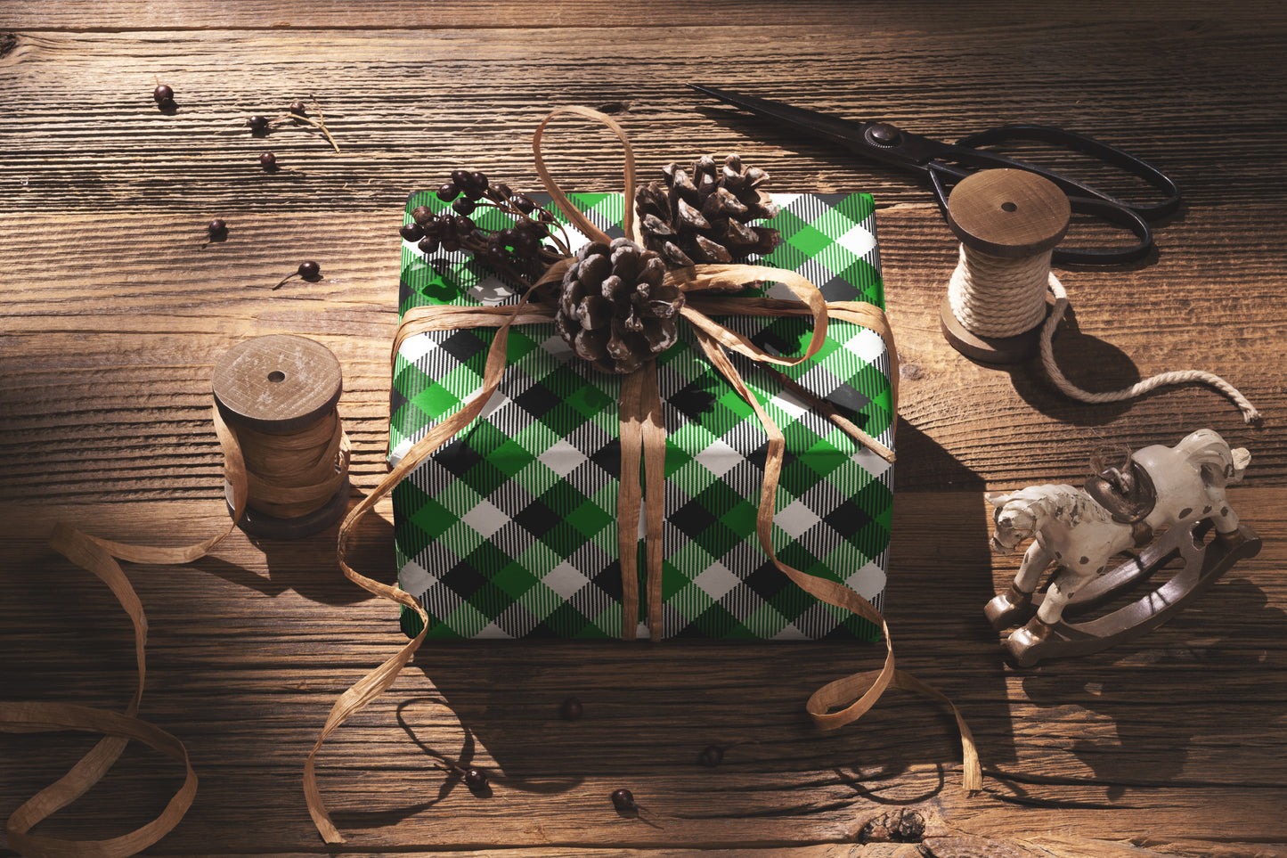 Green Buffalo Plaid Christmas Wrapping Paper