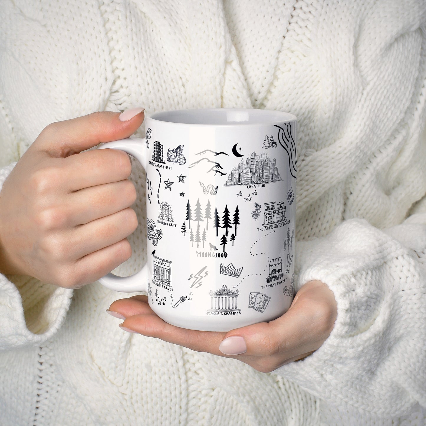 White Crescent City Map Mug
