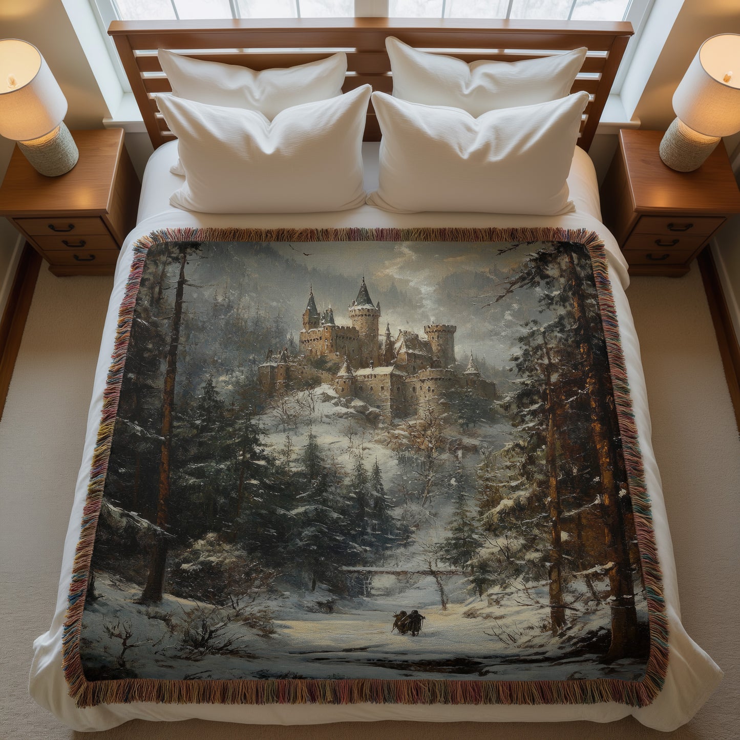 Medieval Castle Woven Throw Blanket –