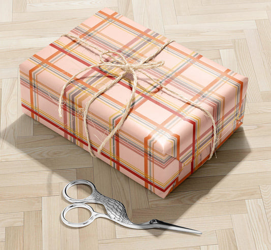 Peach Plaid Wrapping Paper