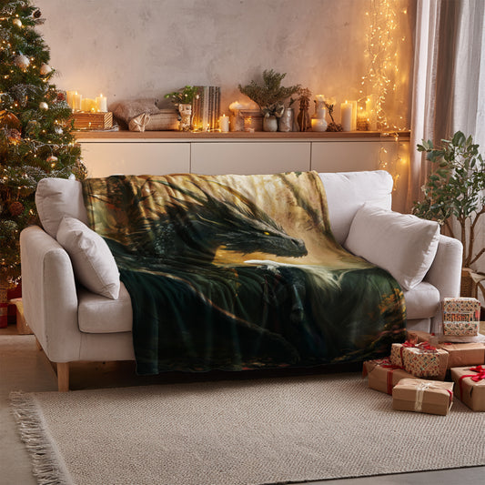 Dragon Fantasy Artwork Scene Cozy Blanket