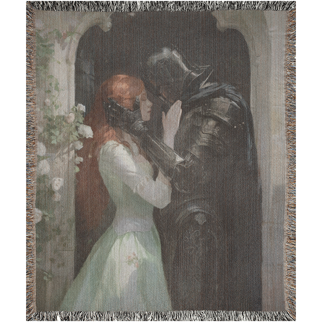 Medieval Romance Redhead Woven Throw Blanket