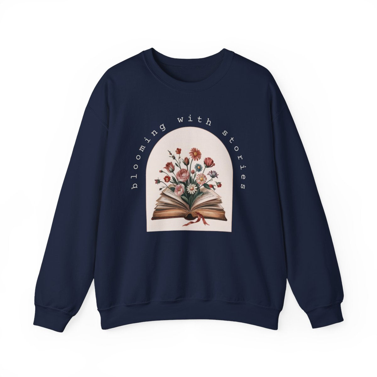 Blooming With Stories Open Book Flowers Design Sweatshirt - MagicMerchEmporium