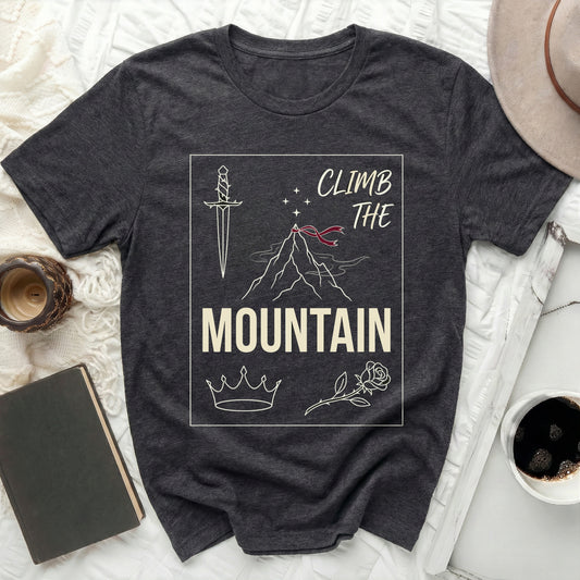 CLIMB THE MOUNTAIN Sword Crown Rose Graphic T-Shirt product type
Climb The Mountain
Mountain Design
Sword Graphic
Crown Symbol
Rose Art
T-Shirt
Graphic Tee
Apparel
Clothing
Adventure Theme
Inspirational Wear
Nature Print
Dark Gray Tee
Charcoal Shirt
Unisex Top
Casual Style
Statement Shirt
Fantasy Design
Journey Motif
Peak Challenge