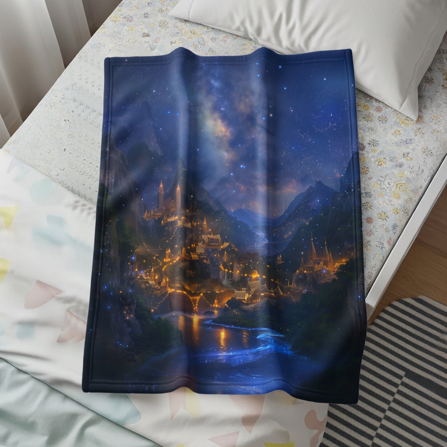 Magical Nighttime Fantasy Landscape Throw Blanket
