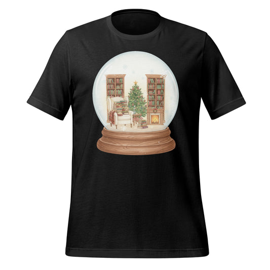 Cozy Library Snow Globe Design T-Shirt