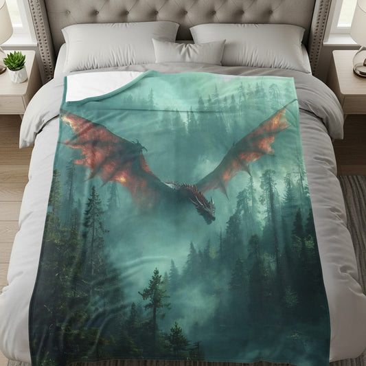 Mystical Dragon in Enchanted Forest Artwork Blanket