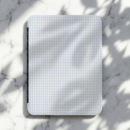 Blue and White Grid Pattern Hardcover Notebook