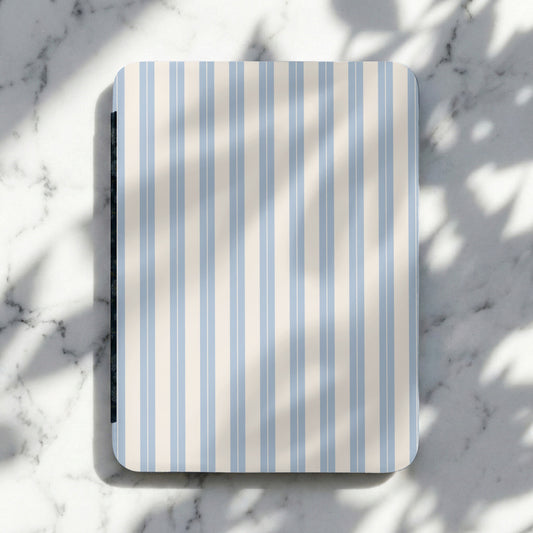 Elegant Blue and White Striped Design Notebook
