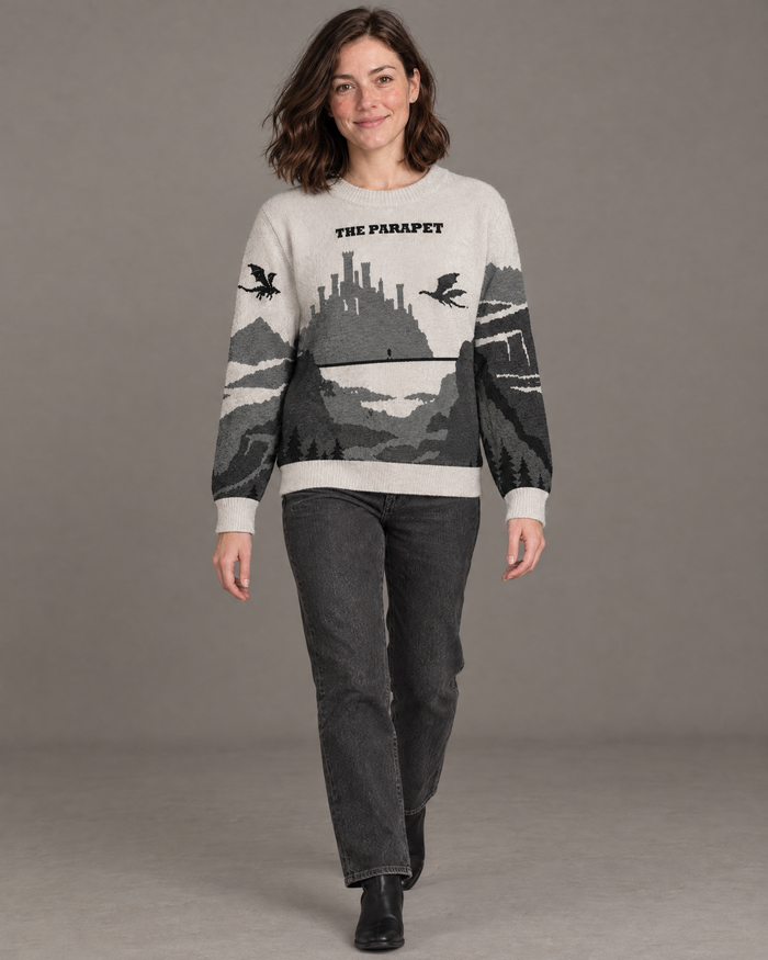 The Parapet knitted sweater, walking