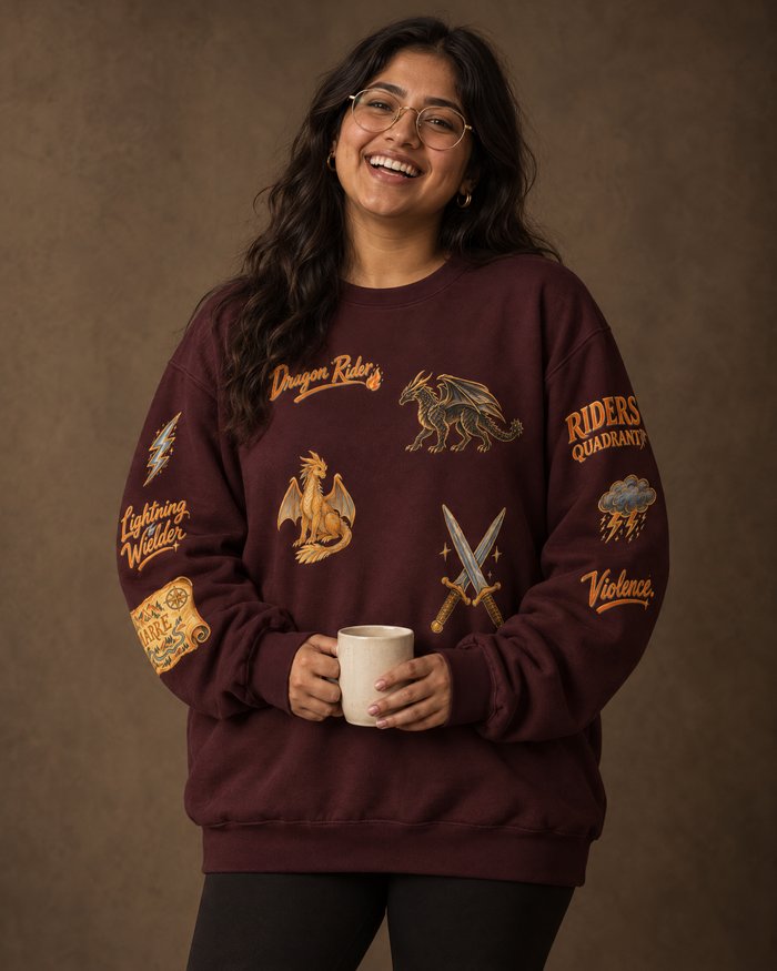 Fourth Wing Doodles Sweatshirt, front, worn