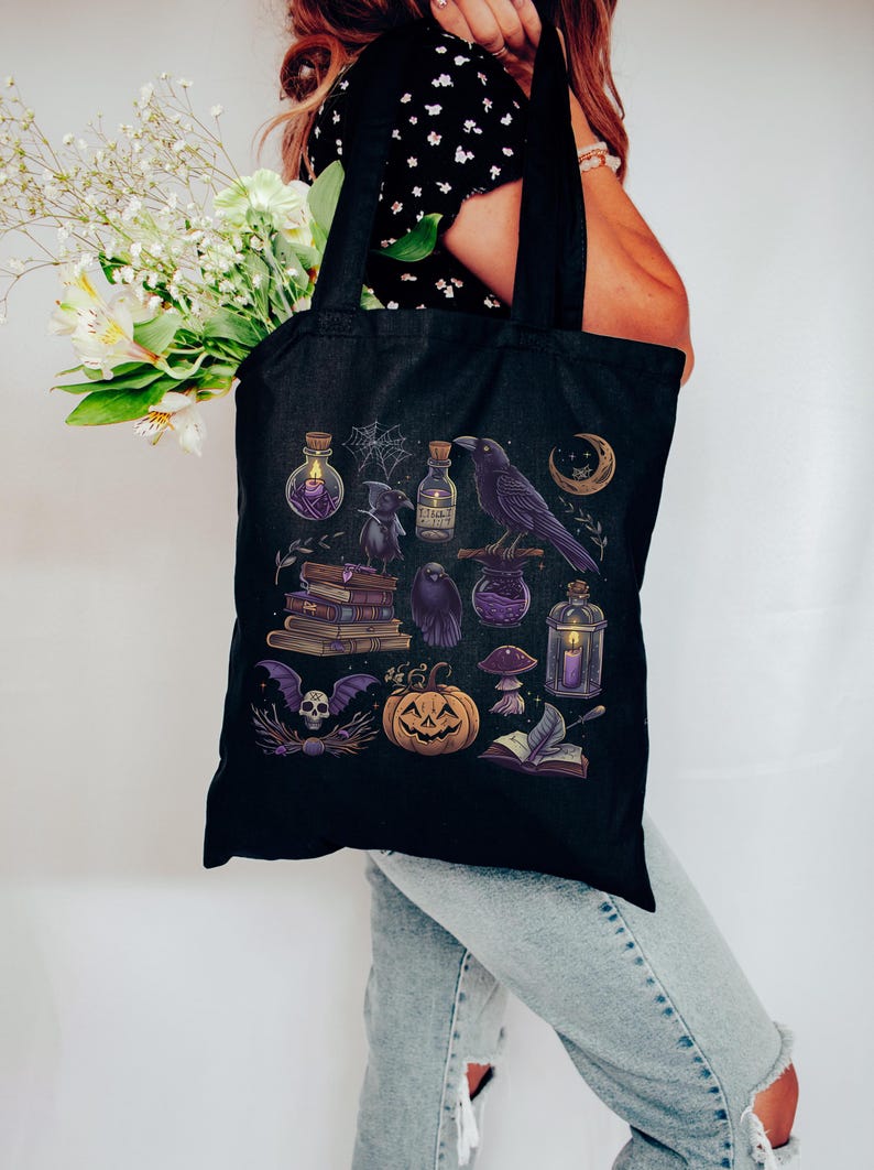 Gothic Halloween Witchcraft Tote Bag - MagicMerchEmporium