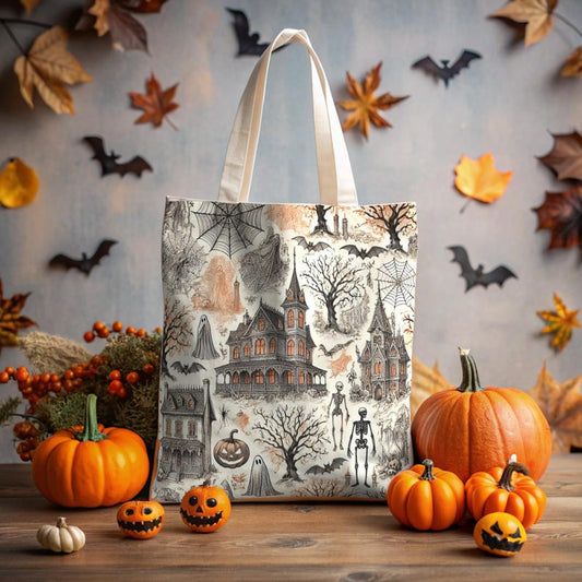 Halloween French Toile Tote Bag - MagicMerchEmporium