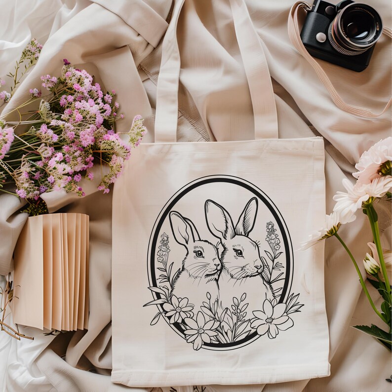 Cute Bunny Book Tote Bag