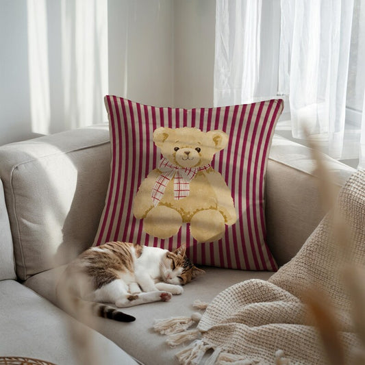Cute Teddy Bear Maroon Pillow