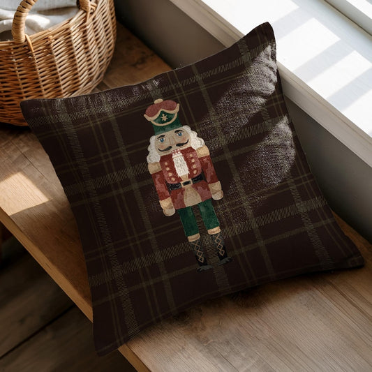 Nutcracker Plaid Brown Pillow