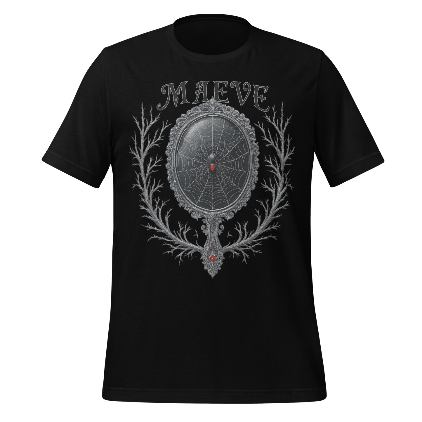 Maeve Name Design with Spider Mirror Art Spooky Tee