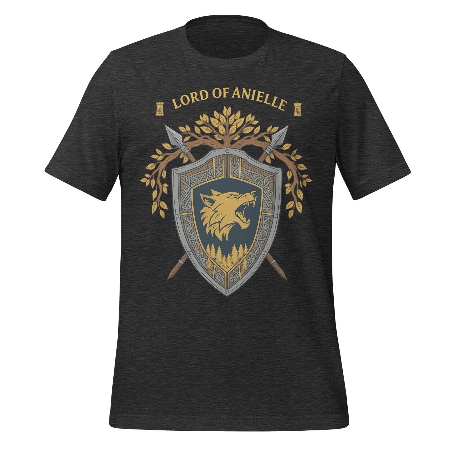 Lord Of Anielle Wolf Crest Shield Design Graphic Tee - MagicMerchEmporium