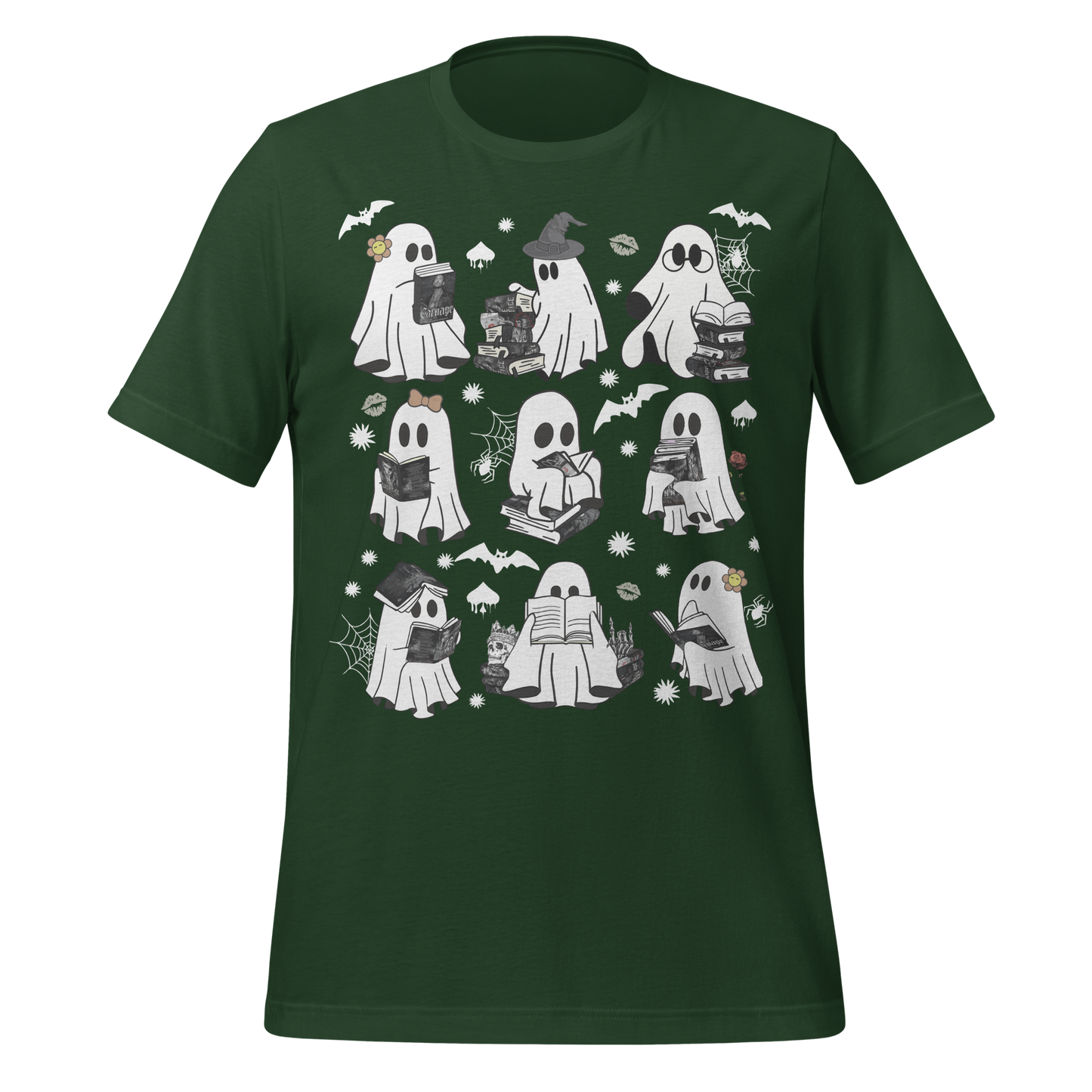 Spooky Cute Ghosts Reading Books Tee - MagicMerchEmporium