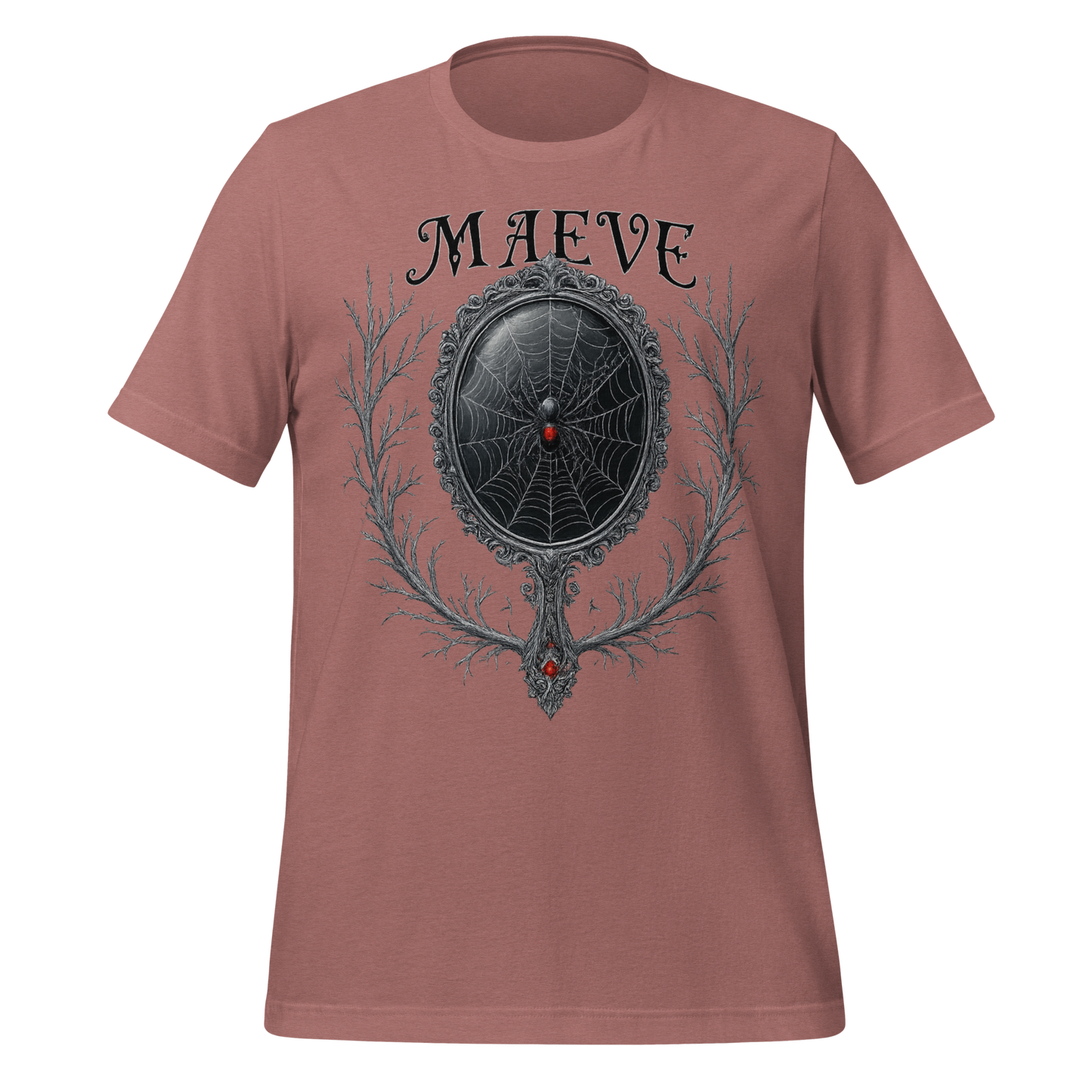 Maeve Name Design with Spider Mirror Art Spooky Tee