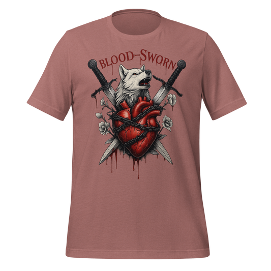 Blood-Sworn Wolf Swords Anatomical Heart Graphic Design Tee - MagicMerchEmporium