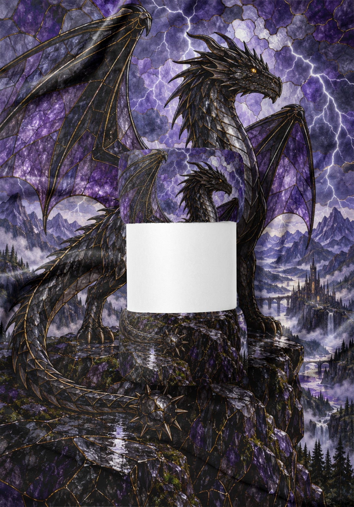 Storm Tairn Velveteen Plush Blanket draped