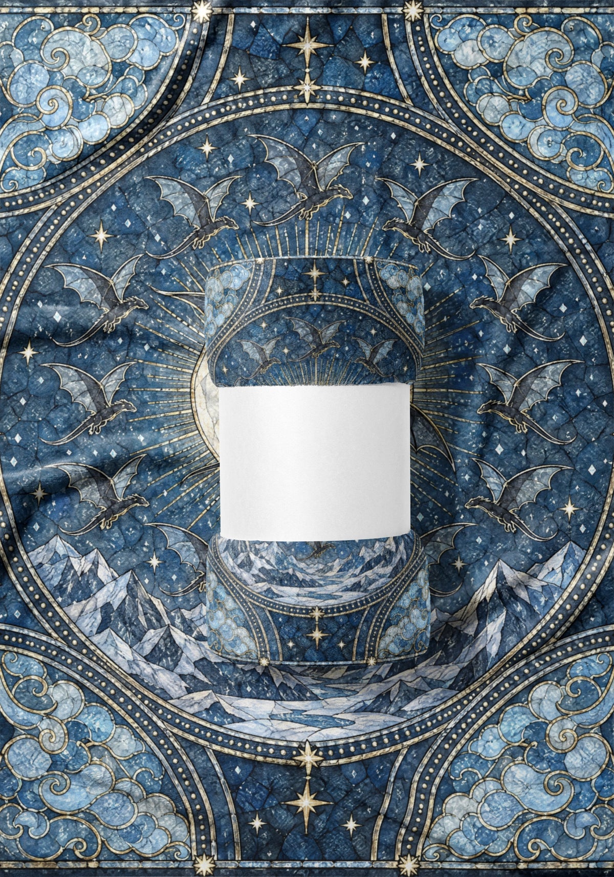 The Thirteen Stained Glass Velveteen Plush Blanket draped
