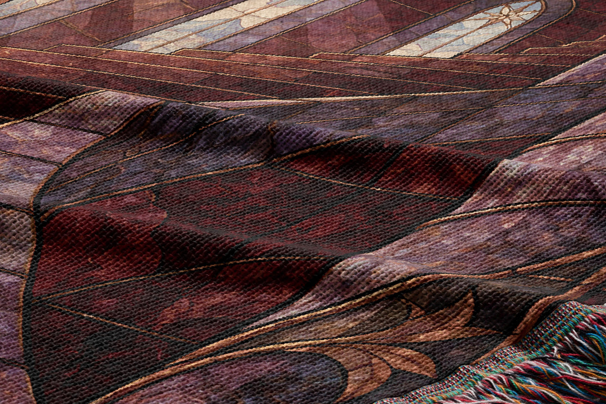 Nesta's Staircase Woven Throw Blanket woven texture and fringe close-up
