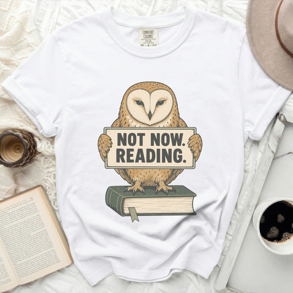 Not Now Reading Tee in White