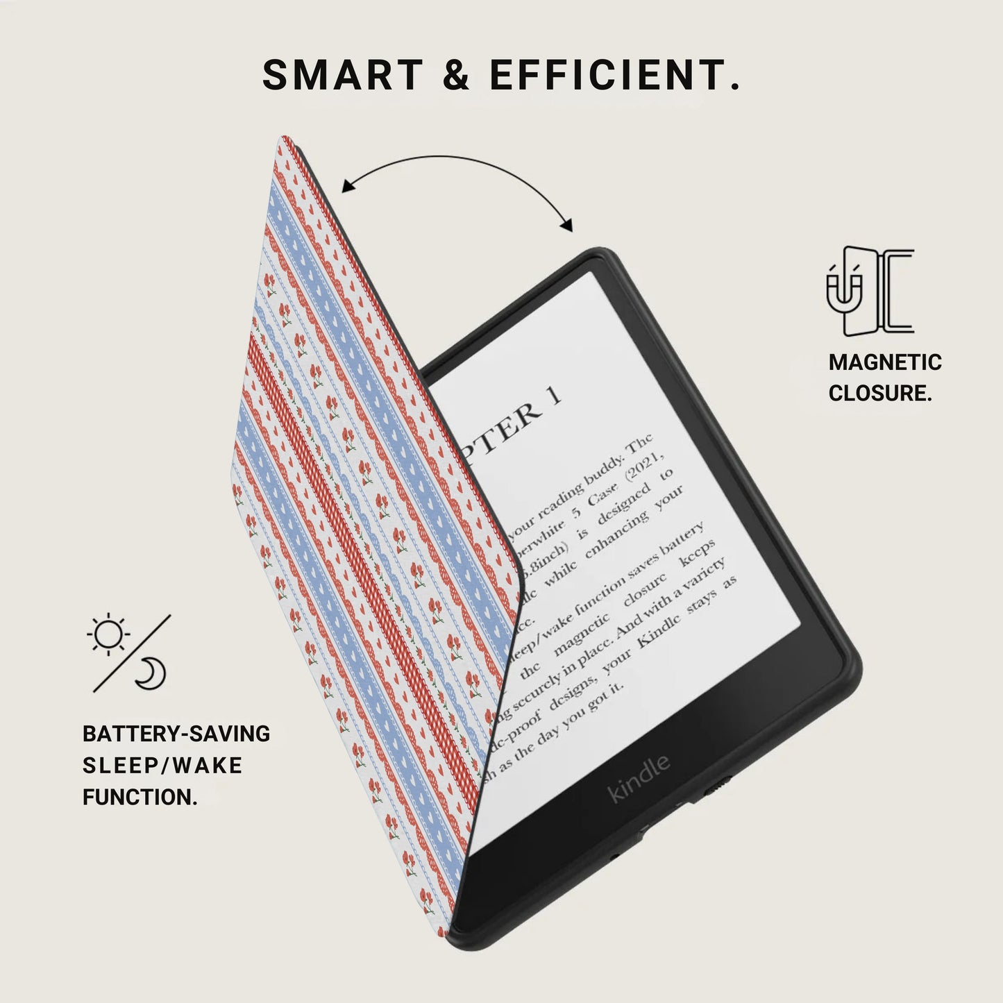 Smart Efficient Kindle Case with Magnetic Closure