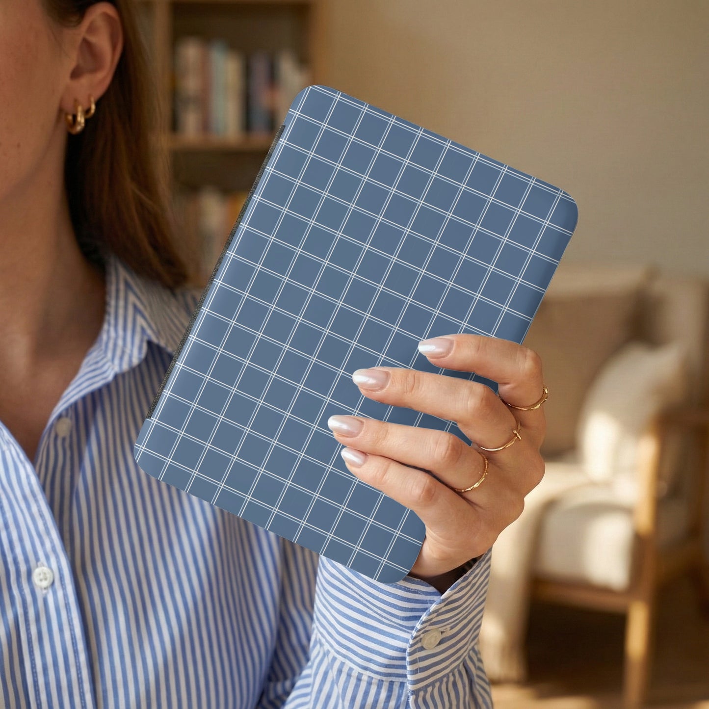 Blue Grid Pattern Protective Tablet Case Product