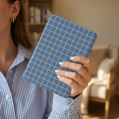 Blue Grid Pattern Protective Tablet Case Product