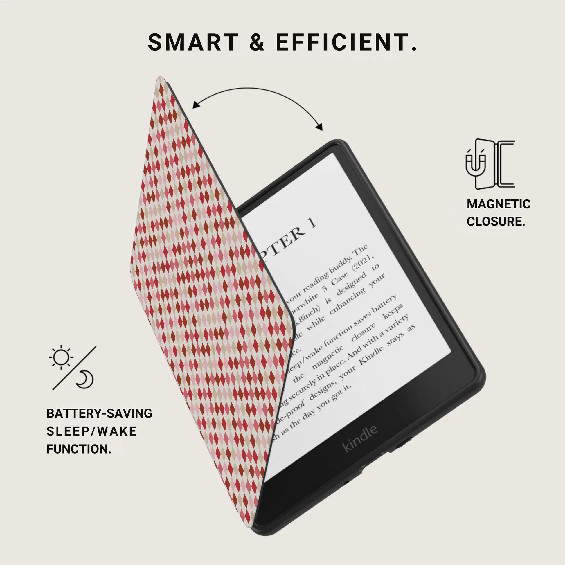 Smart & Efficient Battery-Saving Kindle Cover with Closure