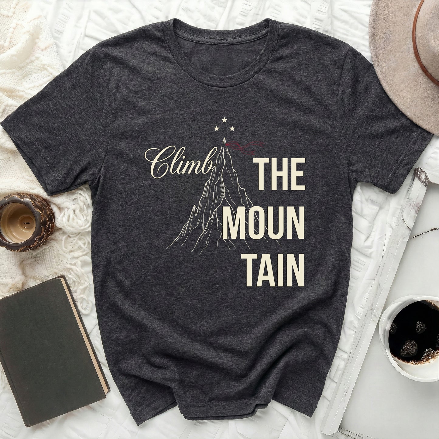Climb THE MOUNTAIN Adventure Design T-shirt product type
Dark Gray T-shirt, Mountain Design, Climb Mountain Shirt, Inspirational Tee, Adventure Apparel, Nature Lover Top, Graphic T-shirt, Outdoor Enthusiast, Motivational Quote, Peak Conqueror, Stars Design, Casual Shirt, Unisex T-shirt, Short Sleeve Top, Round Neck Tee, Gift Idea, Explore More, Wanderlust Gear, Grey Tee, Goal Achiever