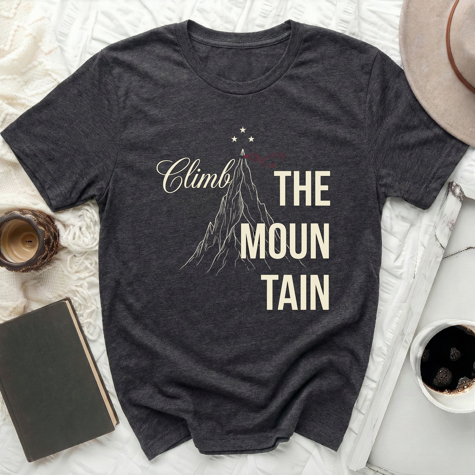 Climb THE MOUNTAIN Adventure Design T-shirt product type
Dark Gray T-shirt, Mountain Design, Climb Mountain Shirt, Inspirational Tee, Adventure Apparel, Nature Lover Top, Graphic T-shirt, Outdoor Enthusiast, Motivational Quote, Peak Conqueror, Stars Design, Casual Shirt, Unisex T-shirt, Short Sleeve Top, Round Neck Tee, Gift Idea, Explore More, Wanderlust Gear, Grey Tee, Goal Achiever