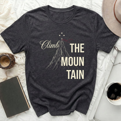 Climb THE MOUNTAIN Adventure Design T-shirt product type
Dark Gray T-shirt, Mountain Design, Climb Mountain Shirt, Inspirational Tee, Adventure Apparel, Nature Lover Top, Graphic T-shirt, Outdoor Enthusiast, Motivational Quote, Peak Conqueror, Stars Design, Casual Shirt, Unisex T-shirt, Short Sleeve Top, Round Neck Tee, Gift Idea, Explore More, Wanderlust Gear, Grey Tee, Goal Achiever