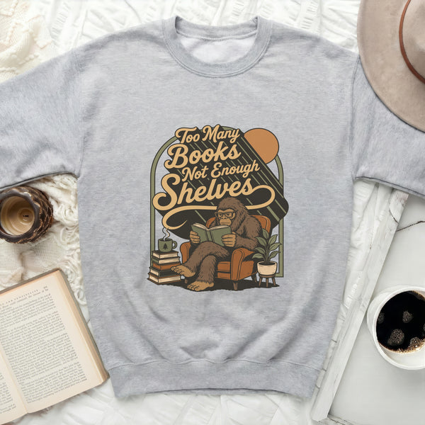 Cozy Cryptid Bookworm Sweatshirt in Sport Grey