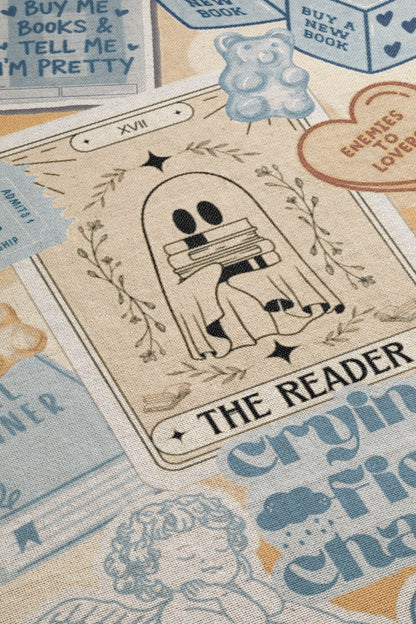 The image is a collage of various images, including a tarot card with a ghost, a book, and other text and symbols. The overall composition is visually interesting and diverse, with a focus on the central elements such as the tarot card and the book.