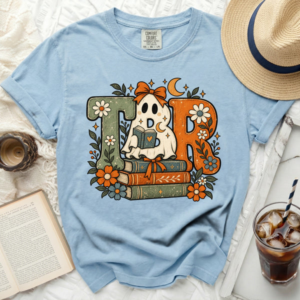 Spooky TBR Ghost Tee in Chambray