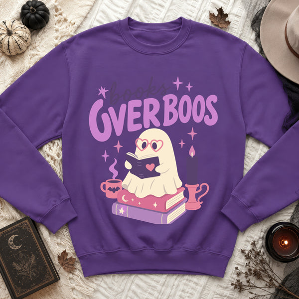 Books Over Boos Ghost Sweatshirt in Purple