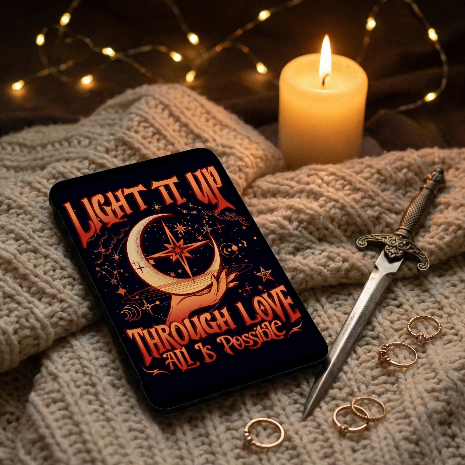 LIGHT IT UP THROUGH LOVE ALL IS POSSIBLE moon star art product type