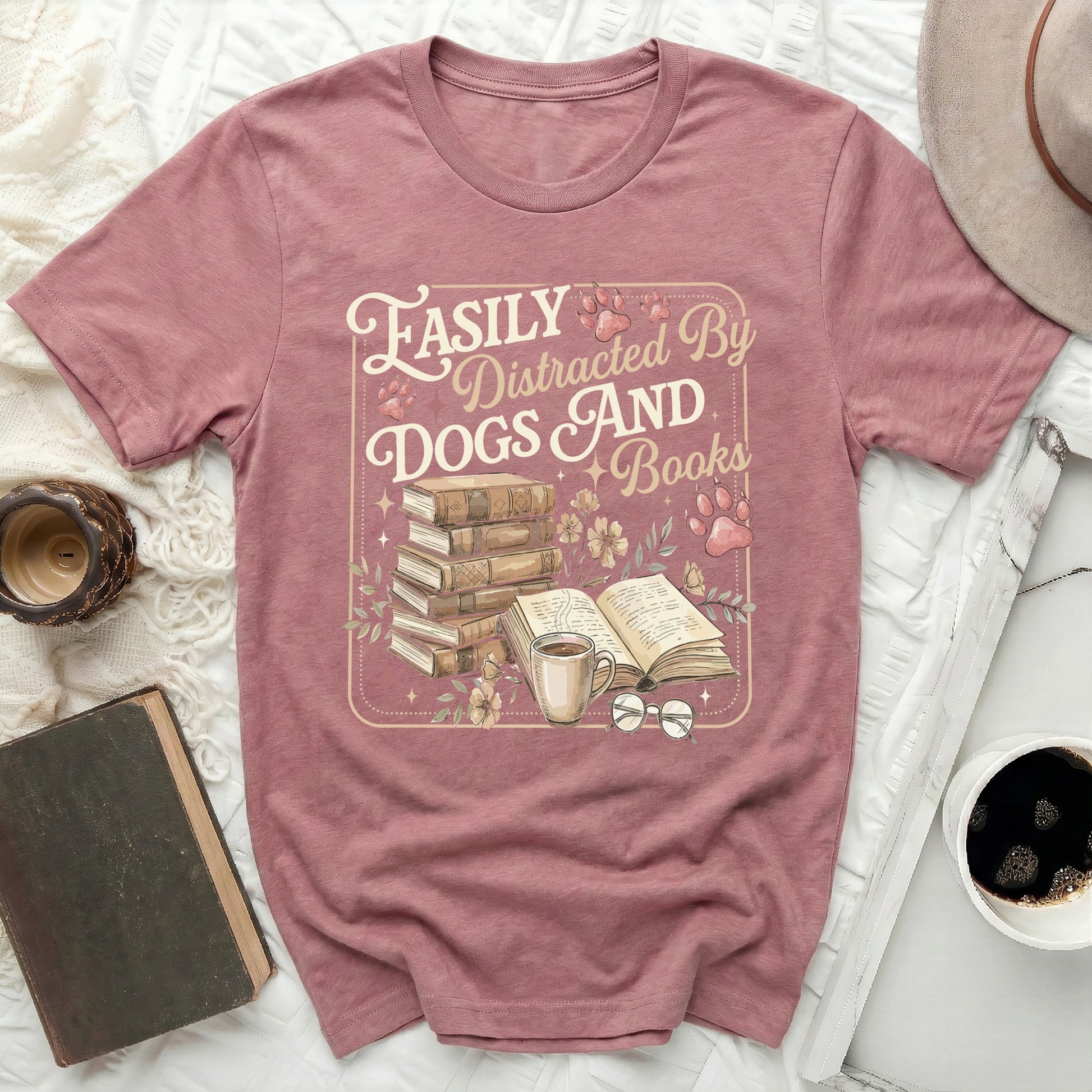 Easily Distracted By Dogs And Books T-Shirt