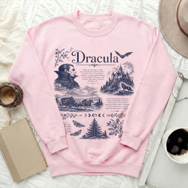 Gothic Dracula Legend Sweatshirt in Light Pink