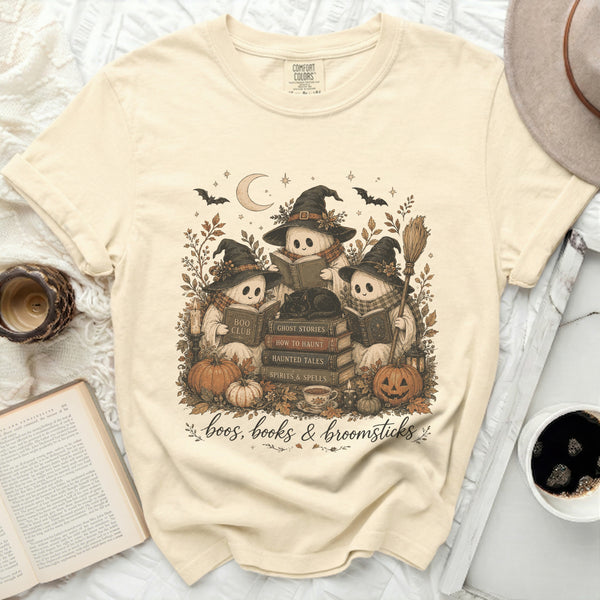 Boos & Books Tee in Ivory