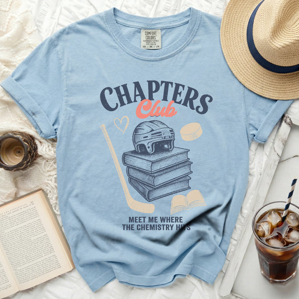 Chapters Club Vintage Hockey Tee in Chambray