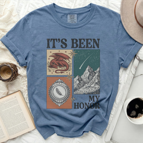 Mythic Honor Dragon Tee in Blue Jean