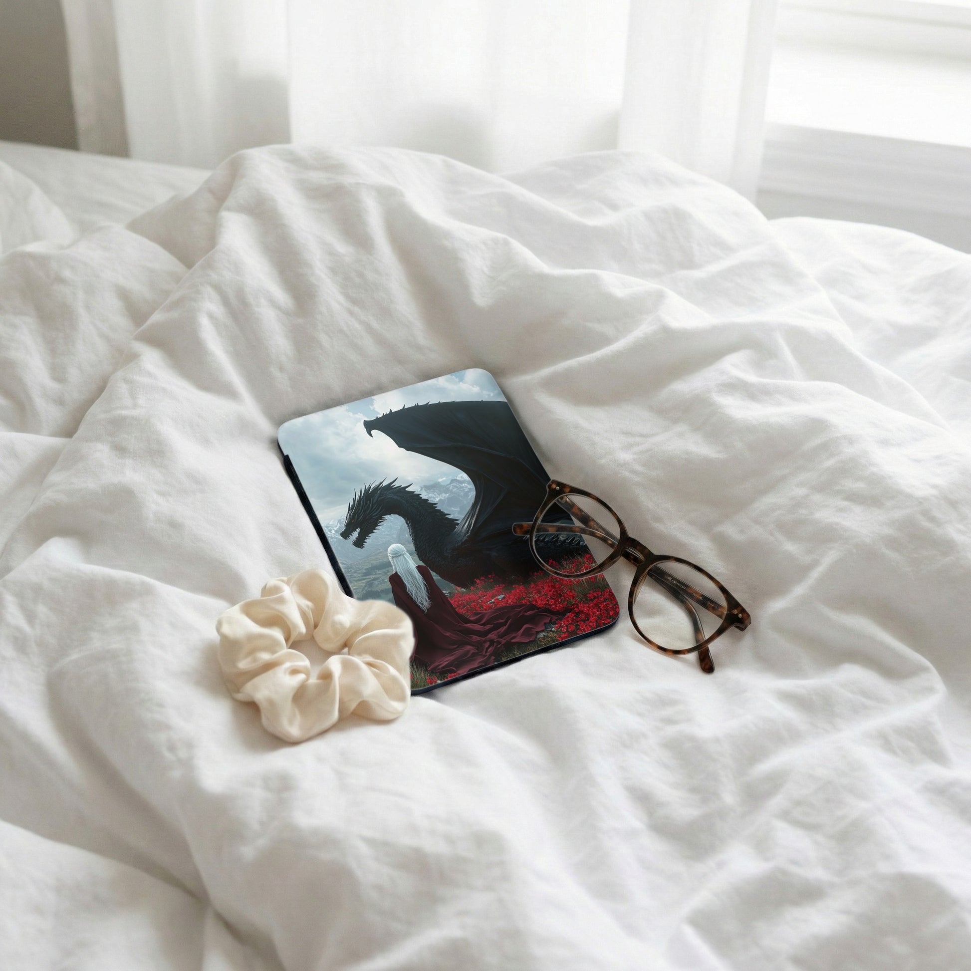 Black Dragon White Hair Figure Red Flowers Fantasy product type