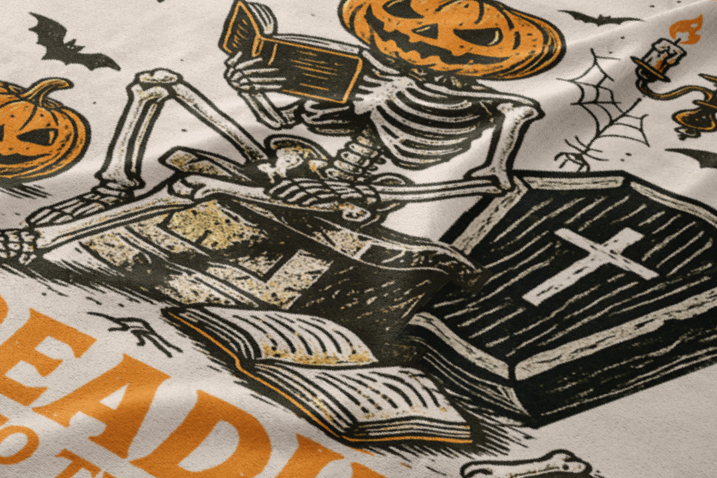 Spooky Skeleton Reading Halloween T-Shirt Design