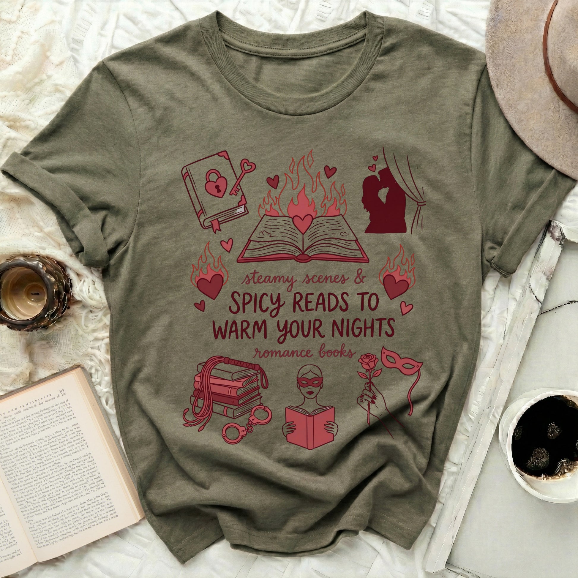 Steamy Scenes Spicy Reads Warm Your Nights Romance Book product type
Romance Books
Spicy Reads
Steamy Scenes
Book Lover
Reader Gift
Literary Shirt
Bookworm Apparel
Romantic Novel
Love Story
Adult Romance
Book Club
Fictional Worlds
Passionate Design
Valentine Gift
Date Night
Relationship Goals
Cozy Reading
Hearts Flames
Secret Desires
Night Reading
